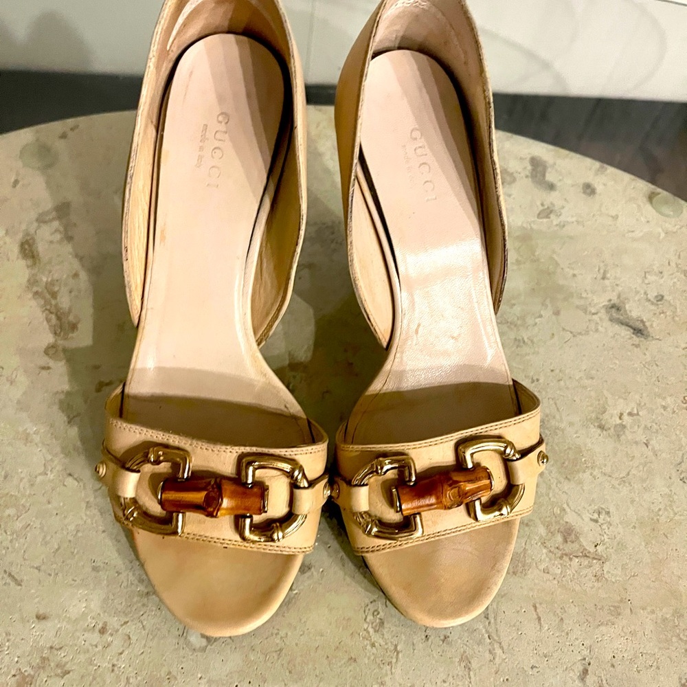 Gucci Vintage Bamboo Open Toed Heels